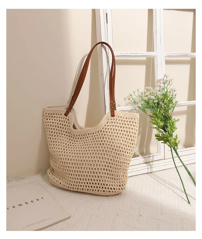 (WD3701) New Lazy Style Handheld Woven Bag with Cotton Line