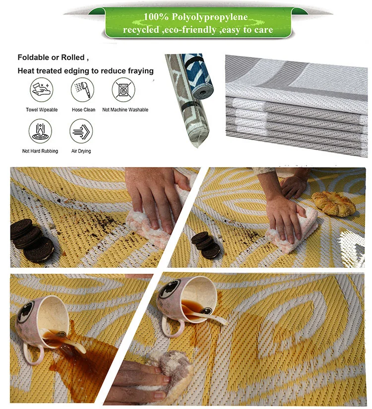 High Quality Waterproof Plastic Straw Mat Foldable Portable Outdoor Camping Picnic Mat Beach Blanket