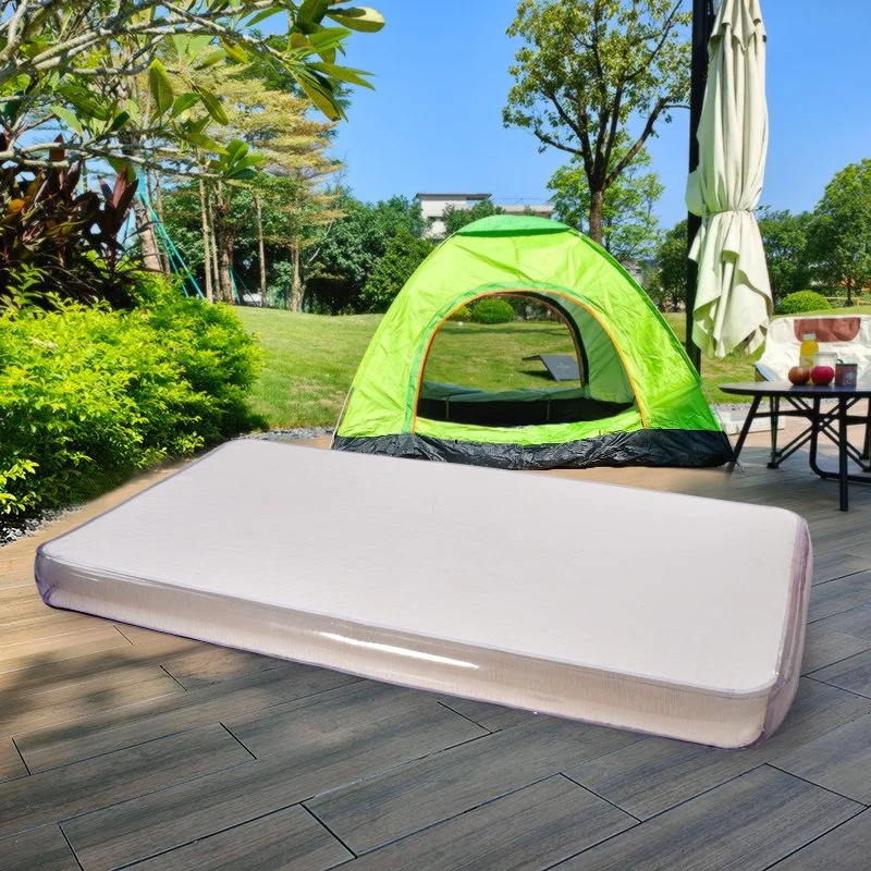 Outdoor Hiking Single Inflatable Air Bed with Pump Khaki Camping Air Bed
