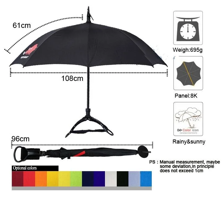 Customized Logo Printing Promotion Strong UVA UVB Water Resistance Anti UV Outdoor Camping Sit Down Seat Auto Chair Stick Fishing Umbrella for Hiking