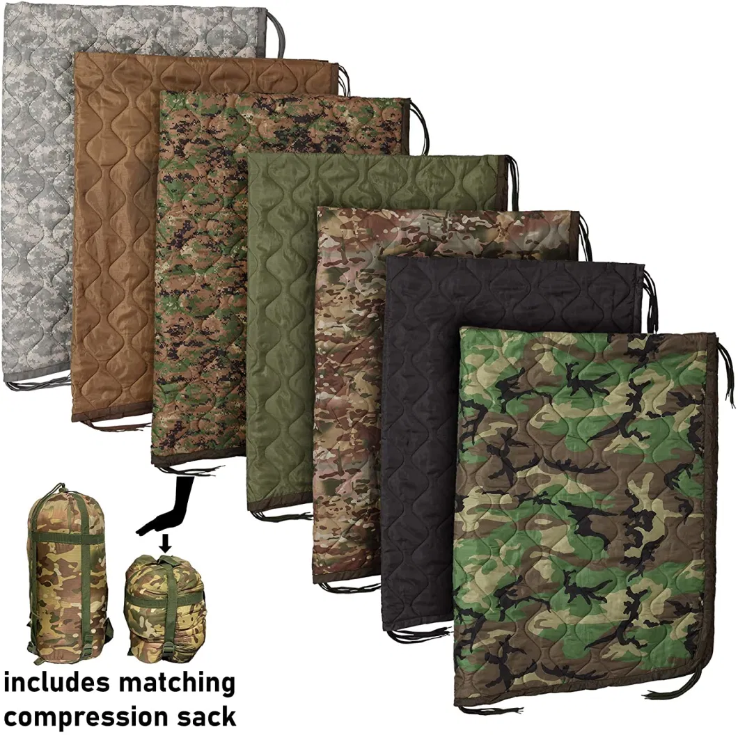 Multicam Poncho Liner Blanket Sleeping Pad Waterproof Zipper Tactical Woobie Blanket