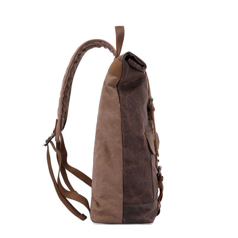 Waterproof Waxed Canvas Sport Outdoor Leather Backpack RS-02262