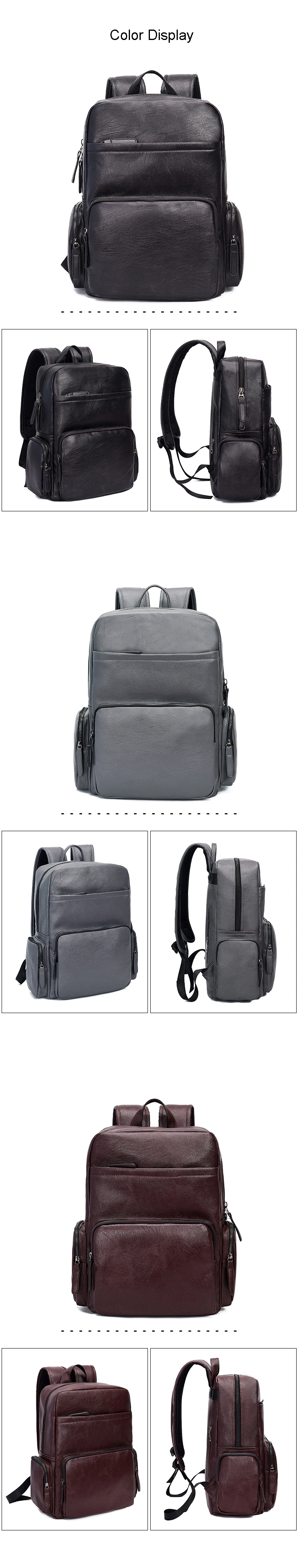 High Quality PU Leather Waterproof Travel Backpack Laptop Handbag Mens Backpack Wholesale Men Bag