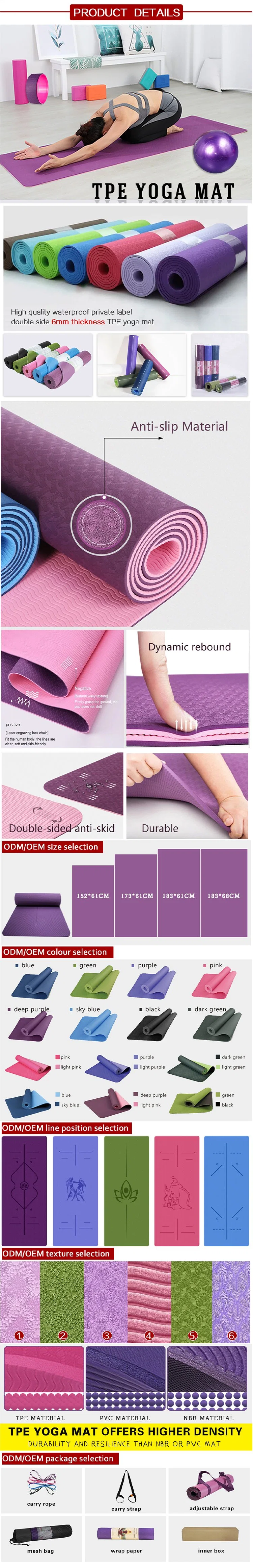 Foldable Thick Sports Workout Custom Tapete PARA Ejercicio De Pilates Eco Friendly Fitness Exercise Gym Yoga Mat Matt Printing