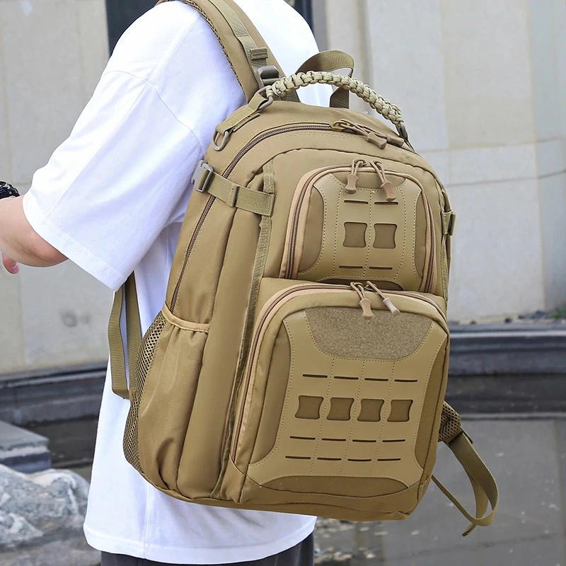 Durable Outdoor Large Capacity Lightweight Backpack Sand-Colored Backpack with Dedicated Laptop Compartment