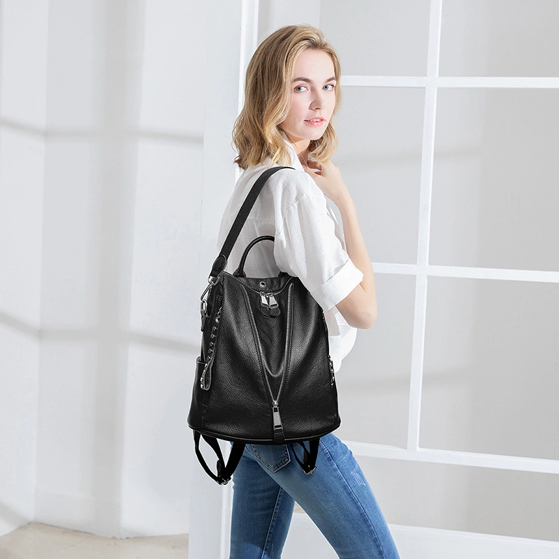 2023 New Lychee Grain Backpack Female Spring Easy to Match Personality Fashion Large Capacity Korean Version of Student Travel Backpack