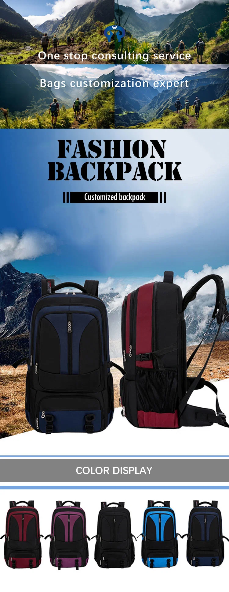 Outdoor Sport Backpack Oversize Waterproof Hiking Backpack Bag for Men Duffel Bag Backpack