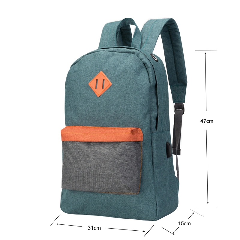 Durable 600d Heather Polyester Custom Branded Fashion Adults Work Travel Unisex Fashionable USB Charging Backpack