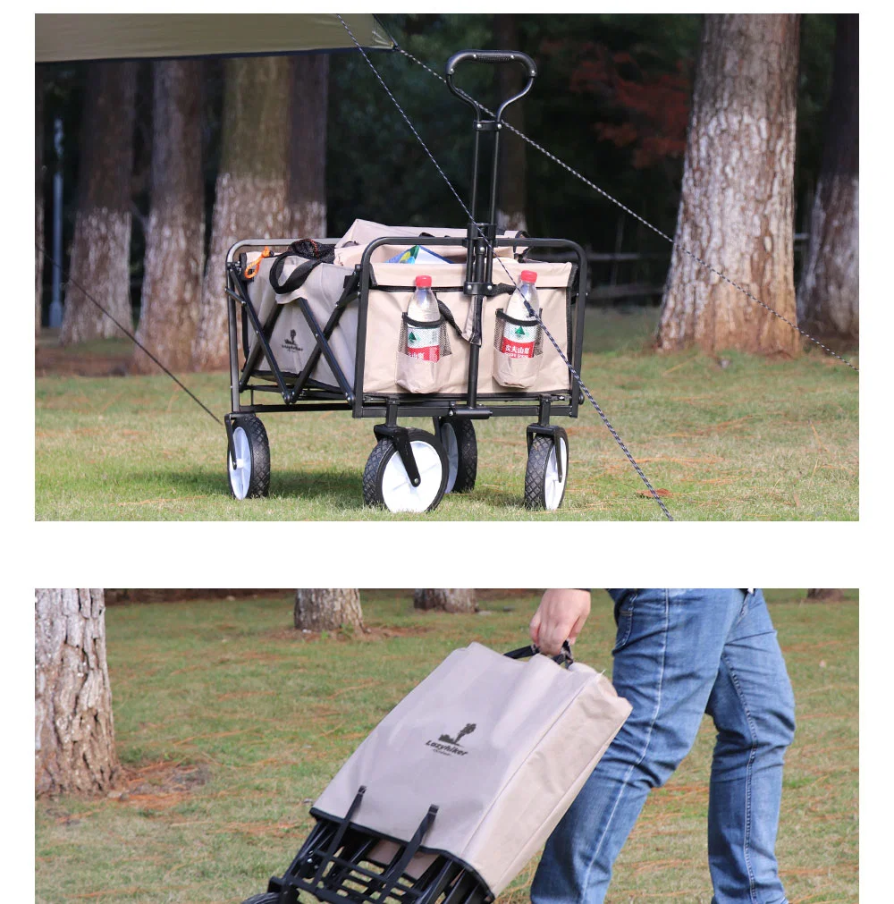 Hand Cart for Travel Transport Camping Outdoor Folding Extendable Handle Foldable Folding Wagon with Brakes