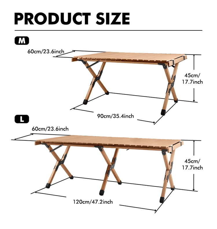 Folding Solid Wood Table Camping Portable Foldable Outdoor Picnic Table Cake Egg Roll Wooden Fishing Table Home Furniture
