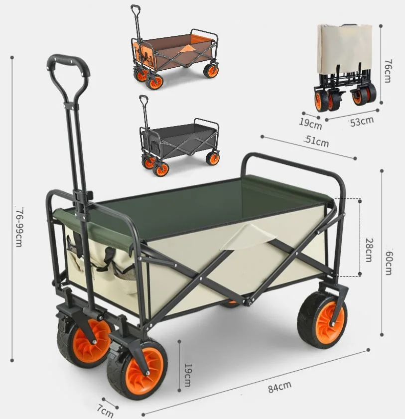 Extended Folding Wagon, Utility Grocery Wagon Cart for Camping Outdoor Beach Shopping