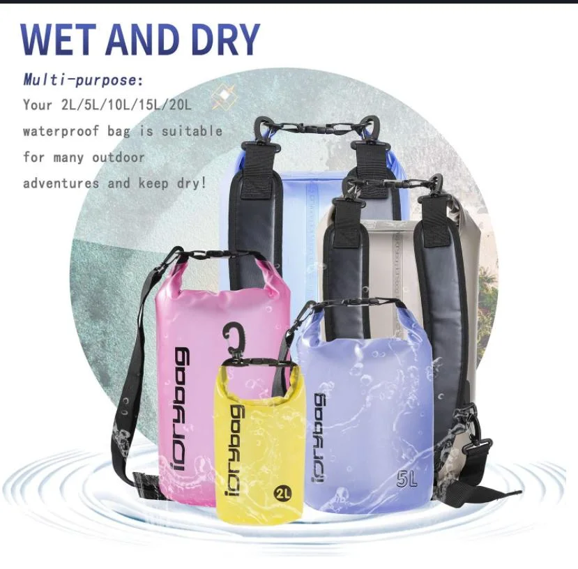 2L/5L/10L/15L/20L Lightweight Dry Sack Water Sports Marine Waterproof Bag Roll Top for Kayaking Boating Canoeing Swimming Dry Bag Backpack