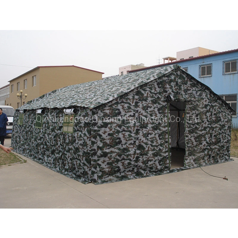 Europe/Africa Hot Sale Qx Factory 10, 20, 30, 40, 50 Persons Military Style Large Frame Cotton Tent