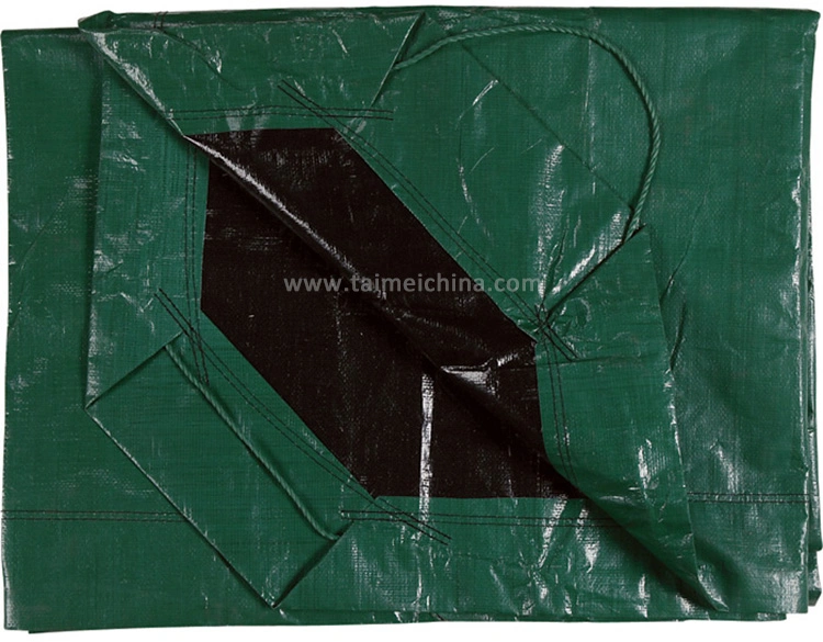 8 X 8 Garden Leaf Tarps, Green/Black Drawstring Yard Tarps