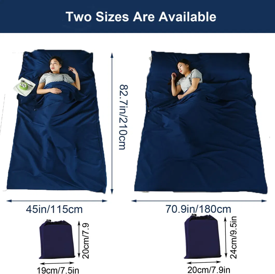 Woqi Custom Logo Adult Lightweight Warm Weather Sleeping Bag Liner with Zipper
