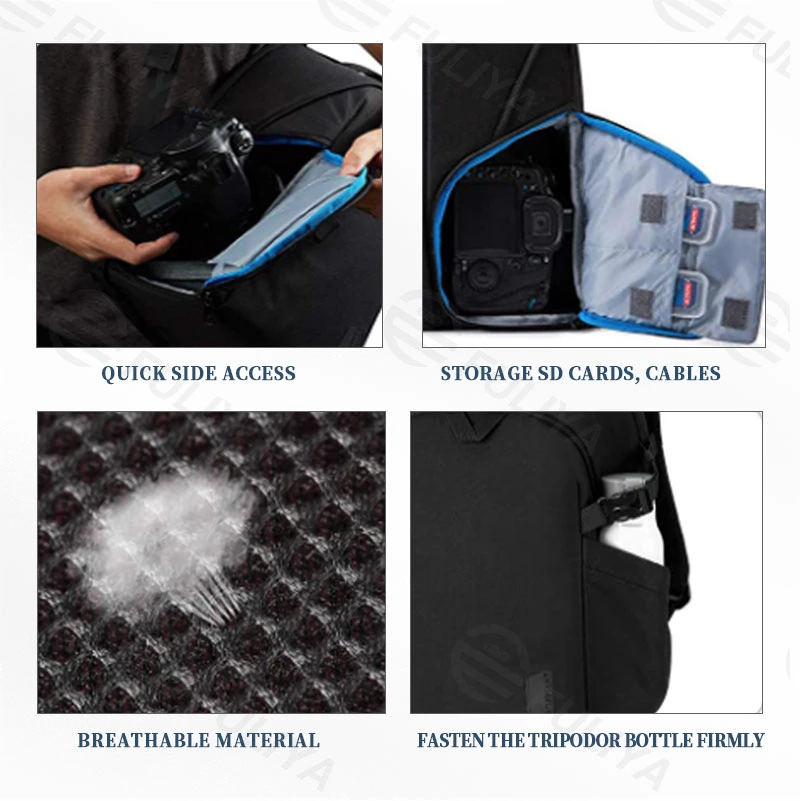 Fuliya Outdoor Digital Camera Backpacks with Laptop Compartment Custom Travel Camera Backpack Waterproof