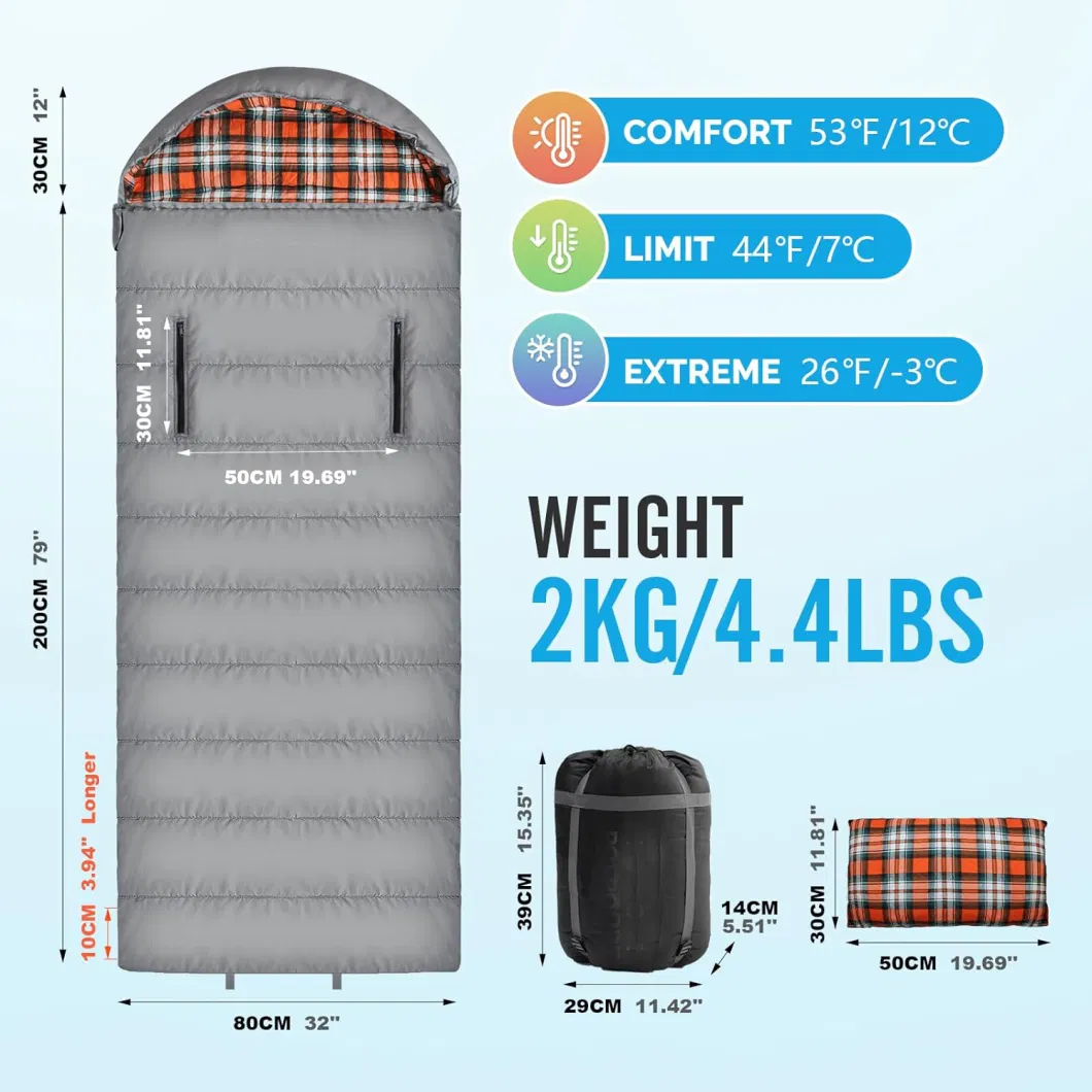 Wearable Waterproof Sleeping Bag with Pillow Lightweight Warm Weather 3-4 Seasons with Compression Sack