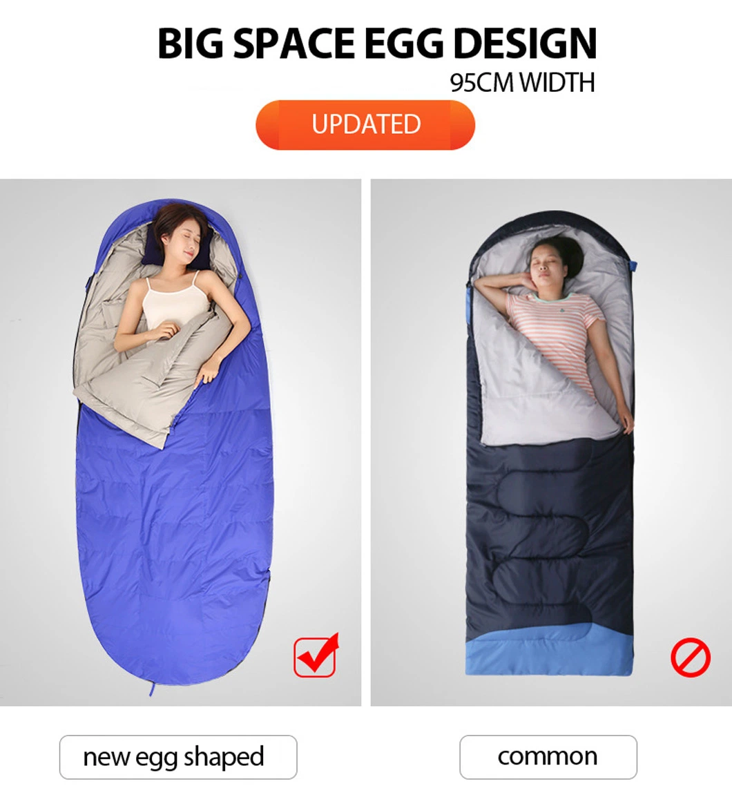 Adult Outdoor Egg Shaped Single Person Camping Envelope Sleepingbag Ultralight Portable White Duck Down Winter Sleeping Bag