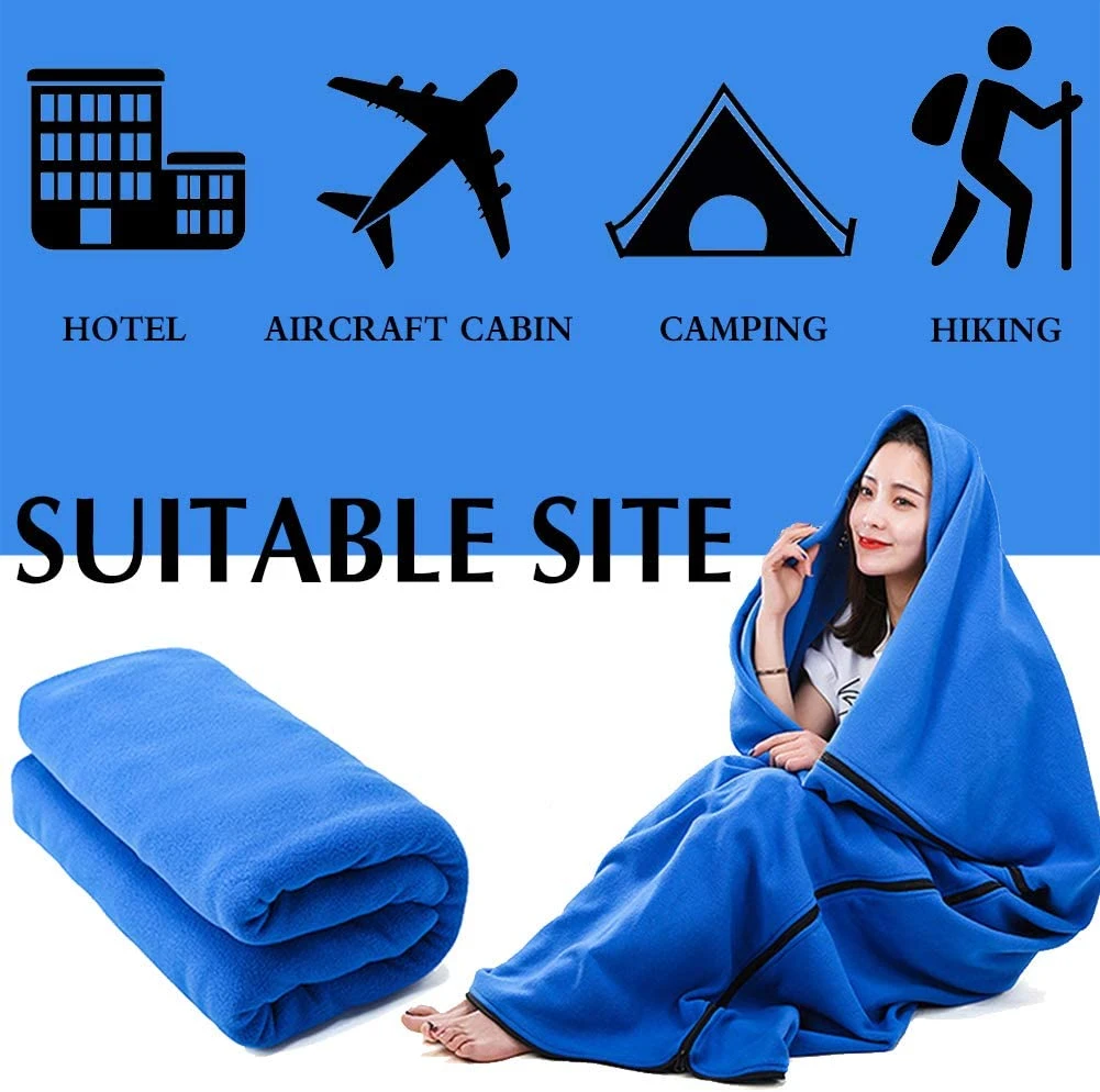 Woq Fleece Sleeping Bag Outdoor Liner Four Seasons Adult Camping Indoor Hotel