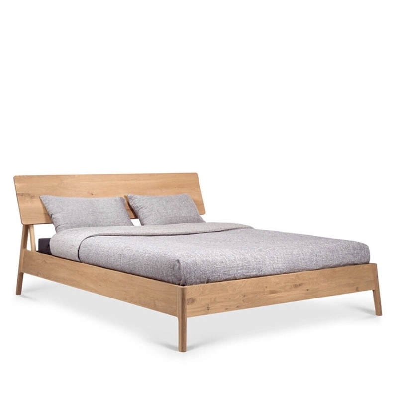 Home Use China Manufacturer Wholesale High Quality Handcraft Natural Solid Oak Air Bed Wooden Bedroom Bed in Sized of Single Double King