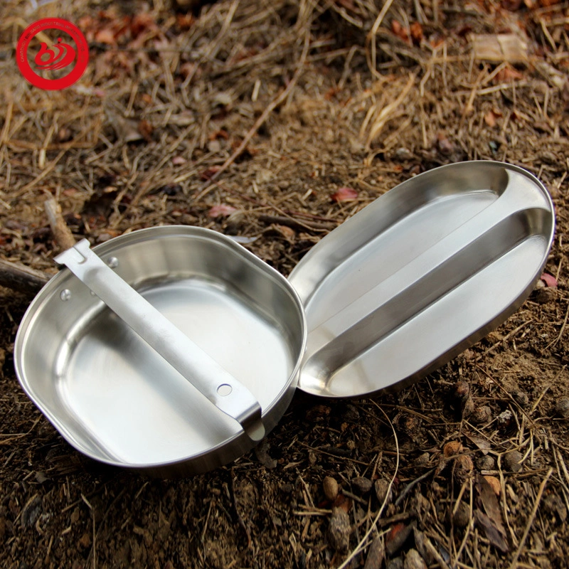 Outdoor Cooking 920ml Picnic Stainless Steel Camping Mess Kit Kitchenware Bento Lunch Box Camping 2 PCS Kit Mess Cookware Lunch Box