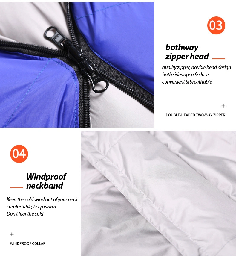 Adult Outdoor Egg Shaped Single Person Camping Envelope Sleepingbag Ultralight Portable White Duck Down Winter Sleeping Bag