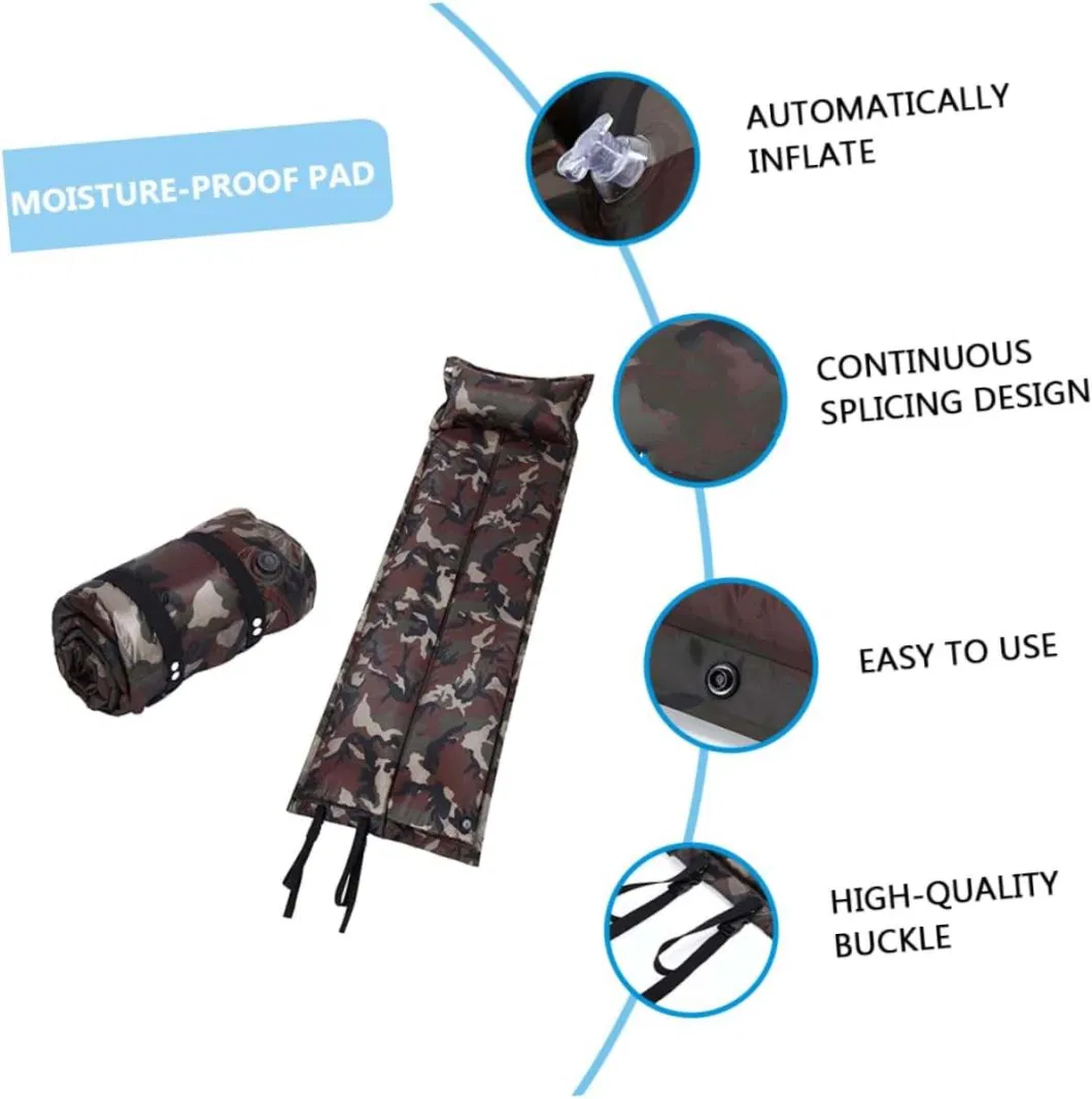 Camo Camping Sleeping Pad Inflatable Air Mattress Outdoor with Cushion