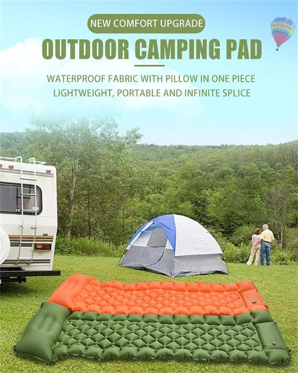 Camping Air Mattress Bed Foot Press Pump Backpacking Hiking Inflatable Picnic Self Inflating Sleeping Pad