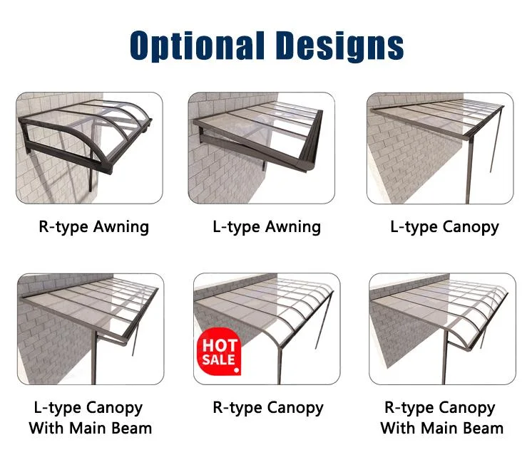 Wall Mounted Garden Outdoor Pergola Patio Cover Polycarbonate Awning Aluminum Canopy