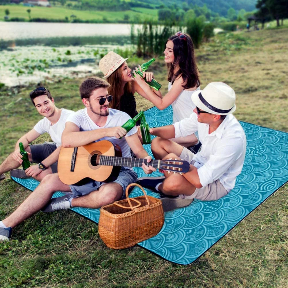 3-Layer Comfy Fleece Outdoor Indoor Playground Beach Camping Park Grass Picnic Blanket