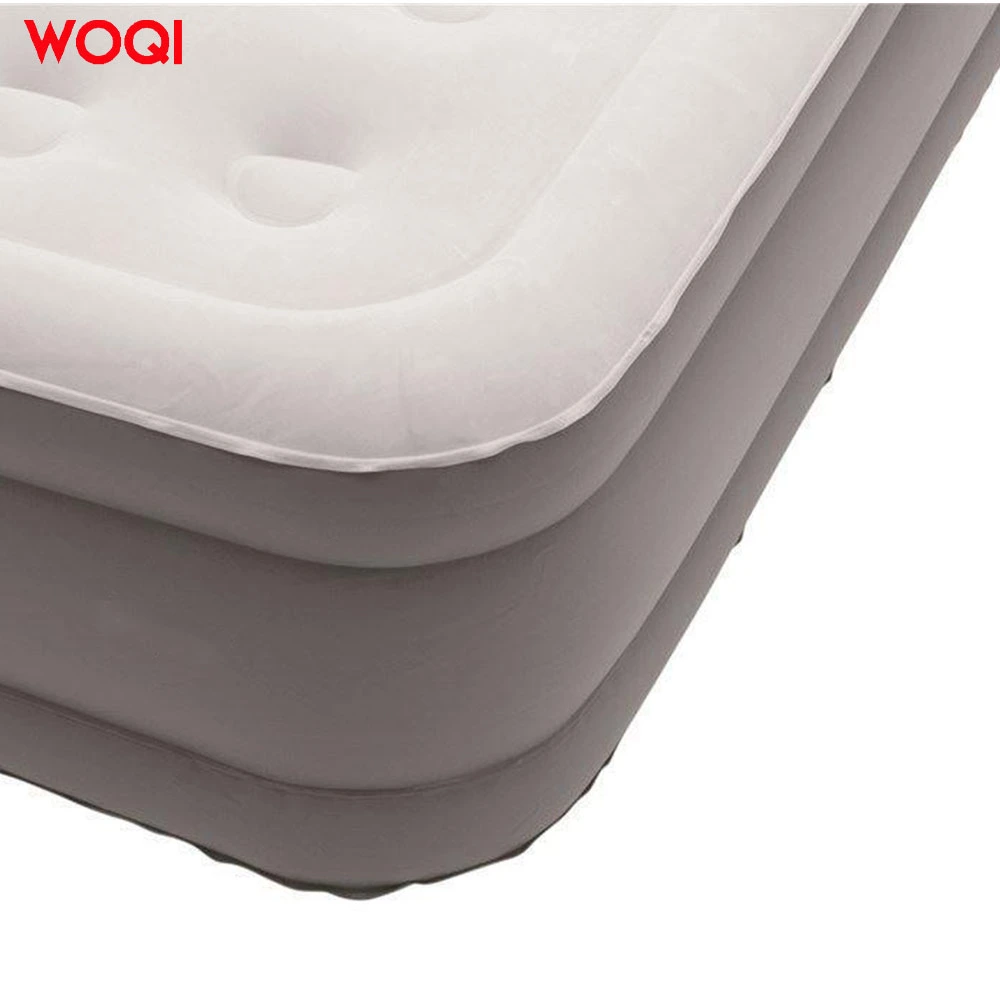Single Person Flocking Fabric PVC Inflatable Bed with Built-in Electric Air Pump