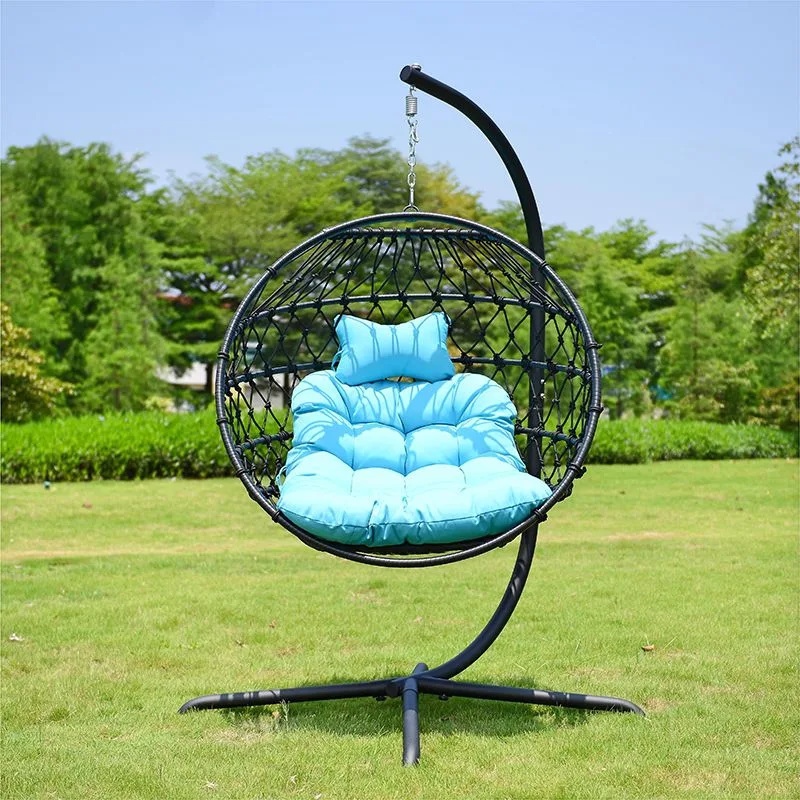 Modern Foldable Egg Shape Outdoor Furniture Garden Wicker Rattan Hanging Patio Indoor Egg Swing Chair with Stand