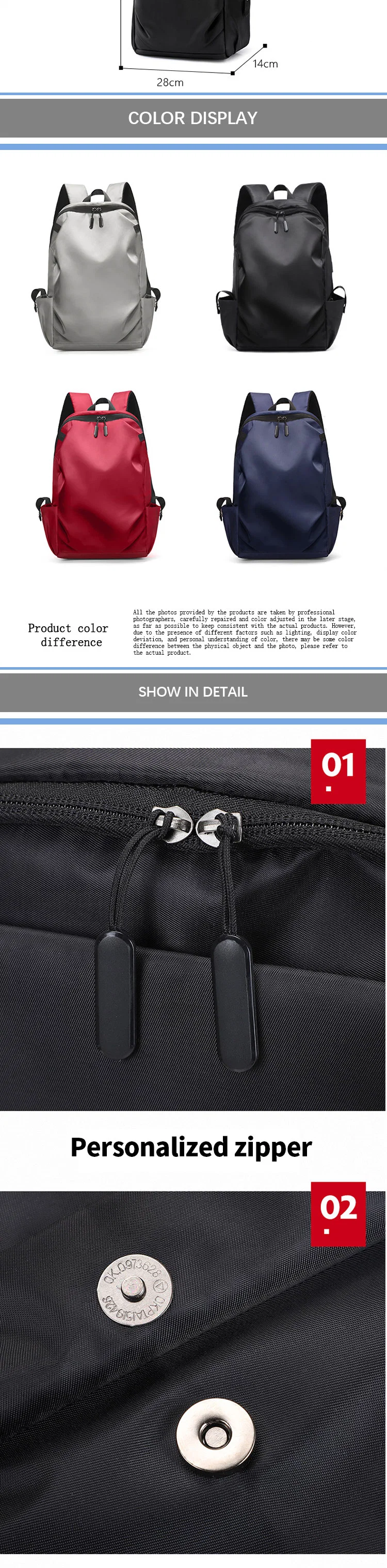 Lightweight Men&prime;s School Work Backpack Splashproof Travel Business Laptop Bag USB Anti-Theft Casual Daypack