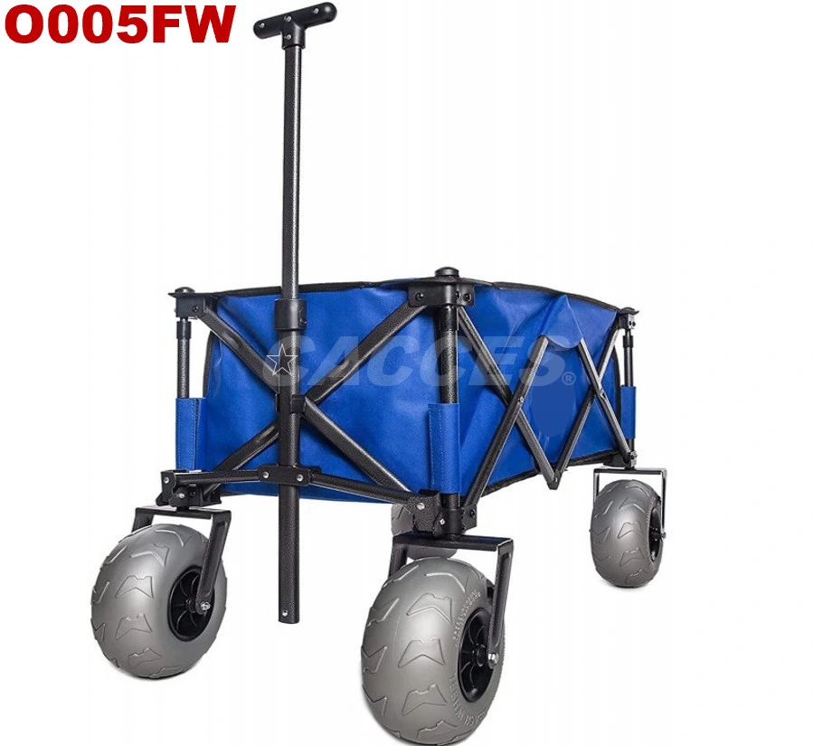 Large Collapsible Folding Wagon Cart Heavy Duty Folding Garden Portable Hand Cart W/7*4 in All-Terrain Beach Sturdy Brake Wheel, Adjustable Handle&Drink Holder