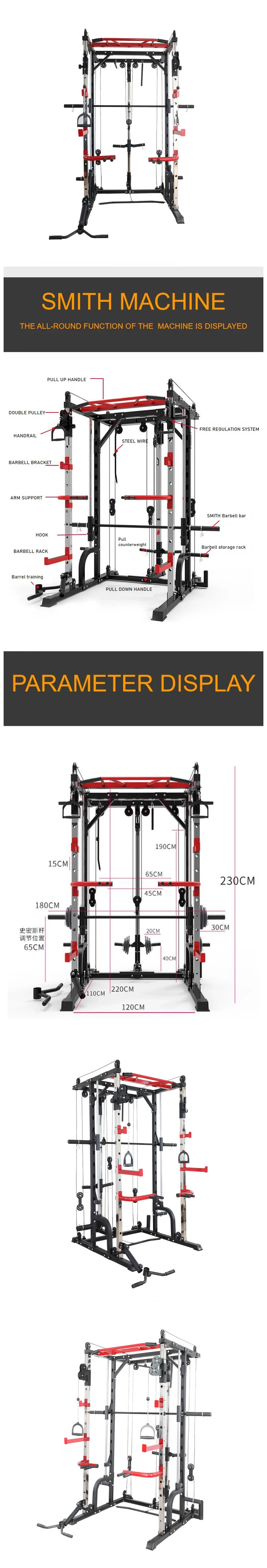 Commercial Fitness Multi Functional Strength Equipment Sport Versatile Smith Machine Gym for Home Training Equipment Multi-Grip Pull-up Bar Barrel Training