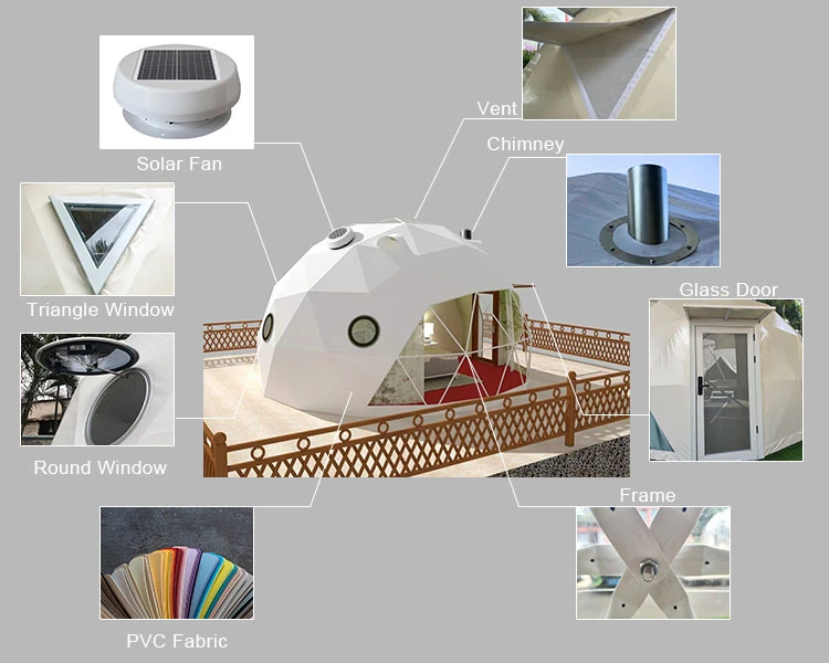 6/8m Waterproof UV Resistance Easy Set up Geodesic Dome Tent Glamping Outdoor Tent