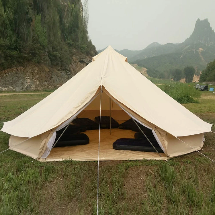 6-10 Persons Canvas Bell Tent Canopy Waterproof Outdoor Camping Tent