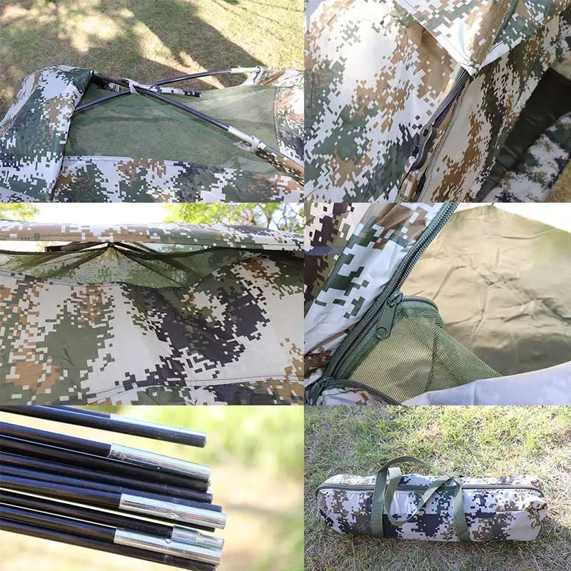 Double Safe 2X1m Waterproof Windproof Durable Camo Canvas Military Tent for 10-12 Persons