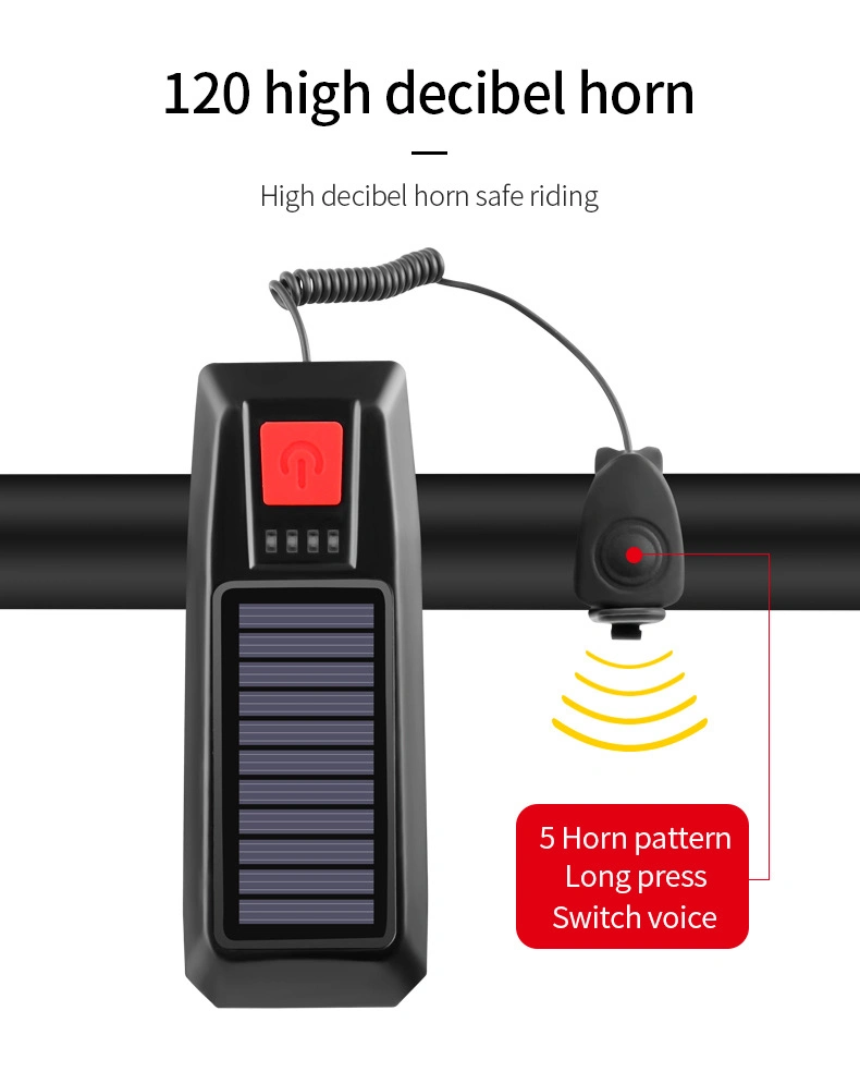 Bicycle USB Rechargeable Speaker Horn Front Light, Outdoor Lamp Solar Bicycle Lights Horn Riding Accessories