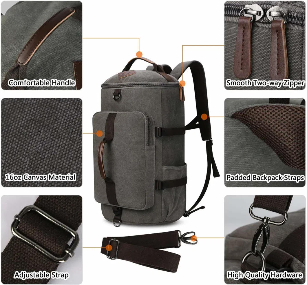Large Canvas Backpack Travel Duffel Bags Classic Casual Daypack Duffle Bookbag