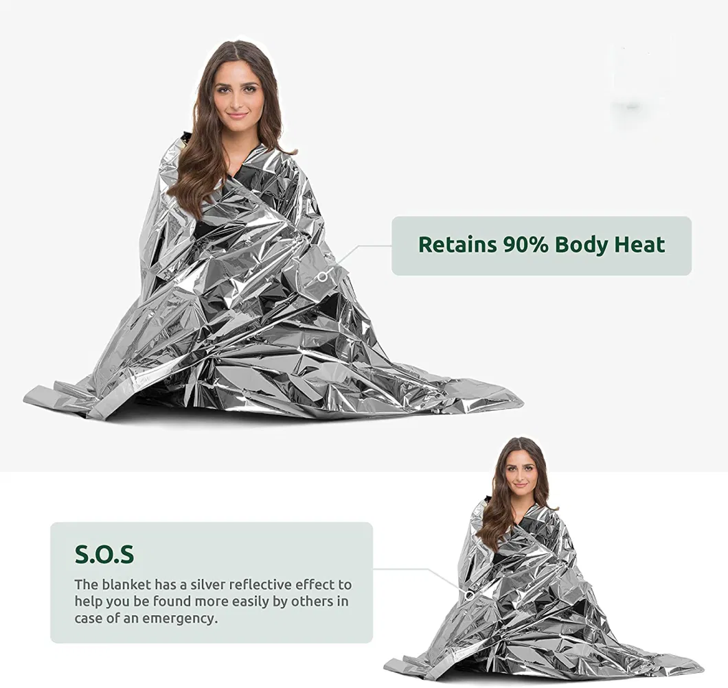 OEM Hot Sale Survive Outdoors Camping Safety Blanket First Aid Devices Folding Machine Mylar Thermal Space Blanket for Army Use