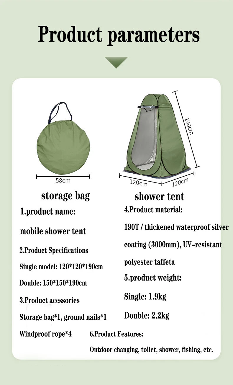 Outdoor Shower Tent Keeping Warm Diaper Changing Waterproof Sunscreen Awning