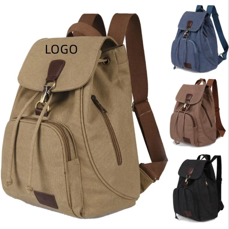 Fashion Large Waterproof Waxed Cotton Canvas Drawstring Backpack
