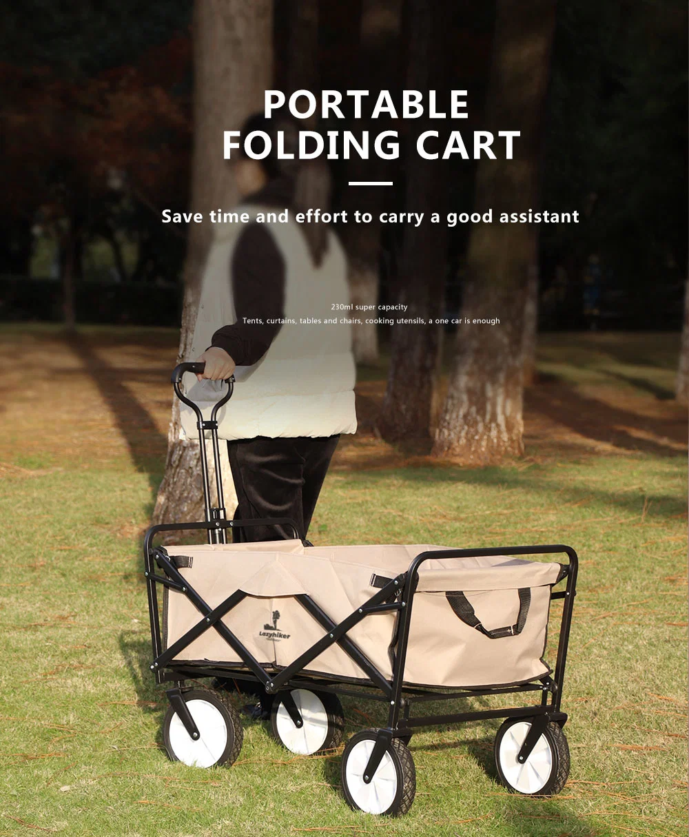 Hand Cart for Travel Transport Camping Outdoor Folding Extendable Handle Foldable Folding Wagon with Brakes