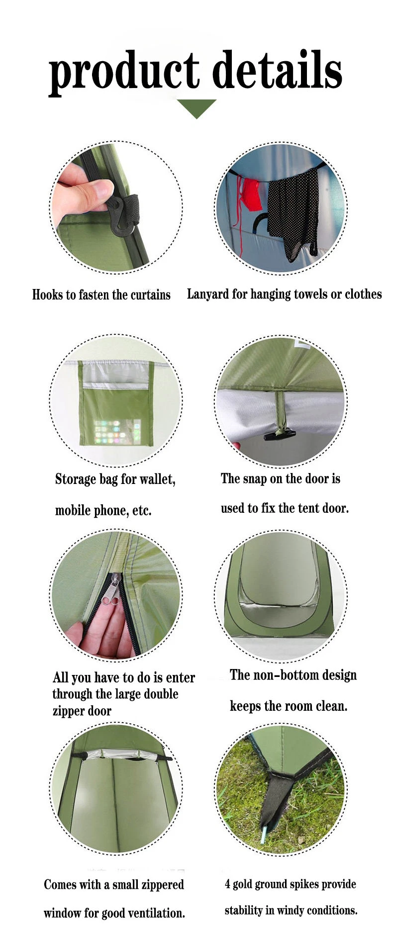 Outdoor Shower Tent Keeping Warm Diaper Changing Waterproof Sunscreen Awning