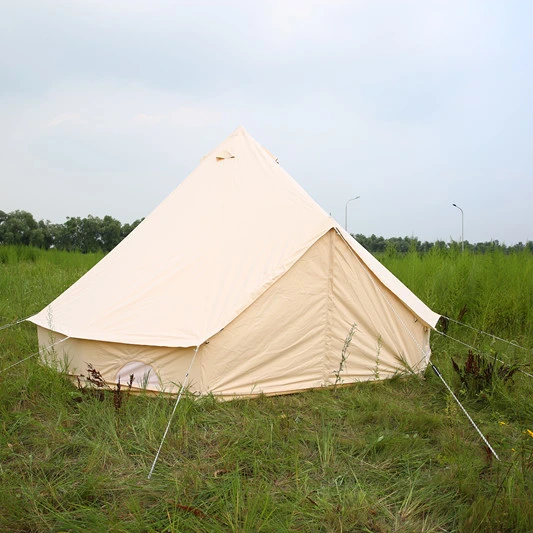 6-10 Persons Canvas Bell Tent Canopy Waterproof Outdoor Camping Tent