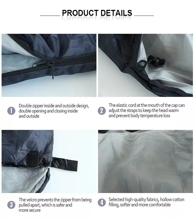 170t Polyester Winter Outdoor Waterproof Sleeping Bag Camping