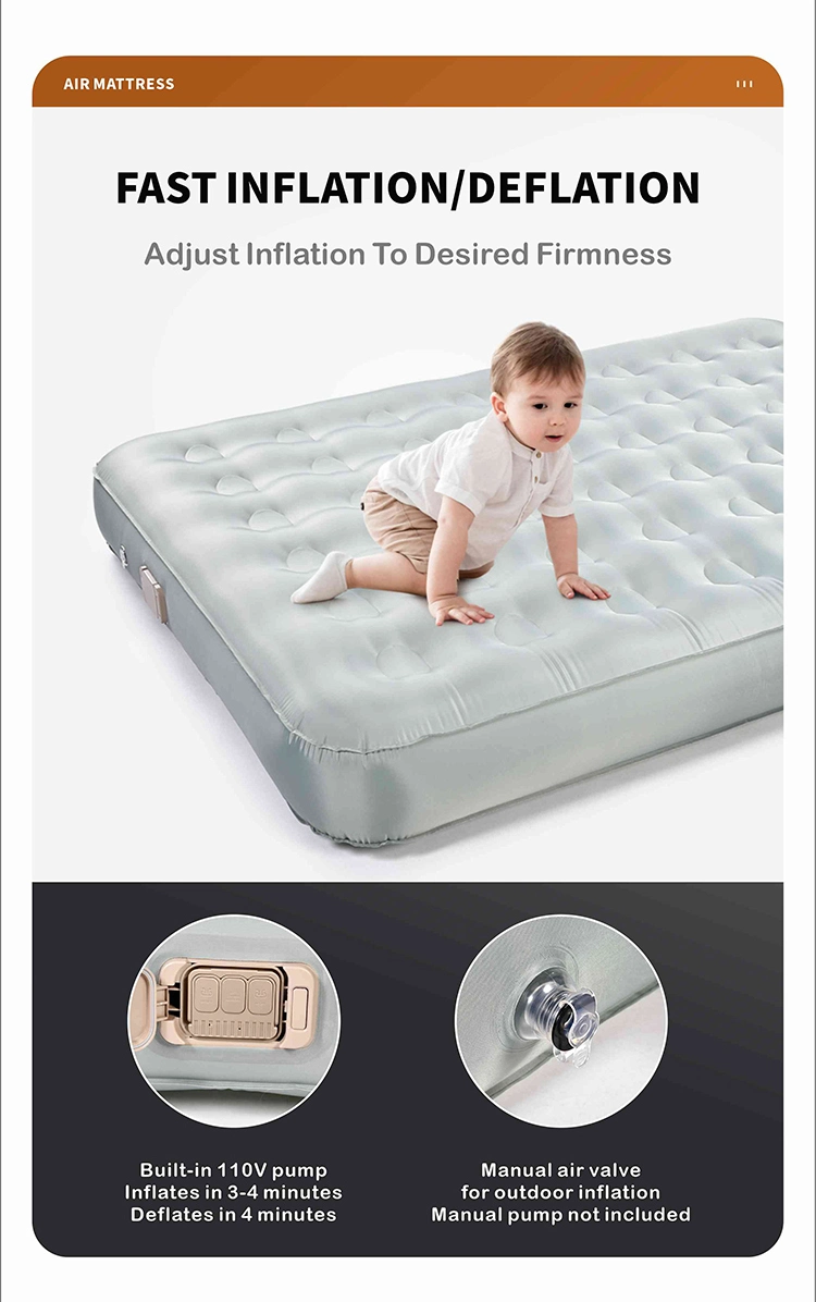 Queen Size Inflatable Air Mattress with Built-in Pump PVC Inflatable Air Mattress