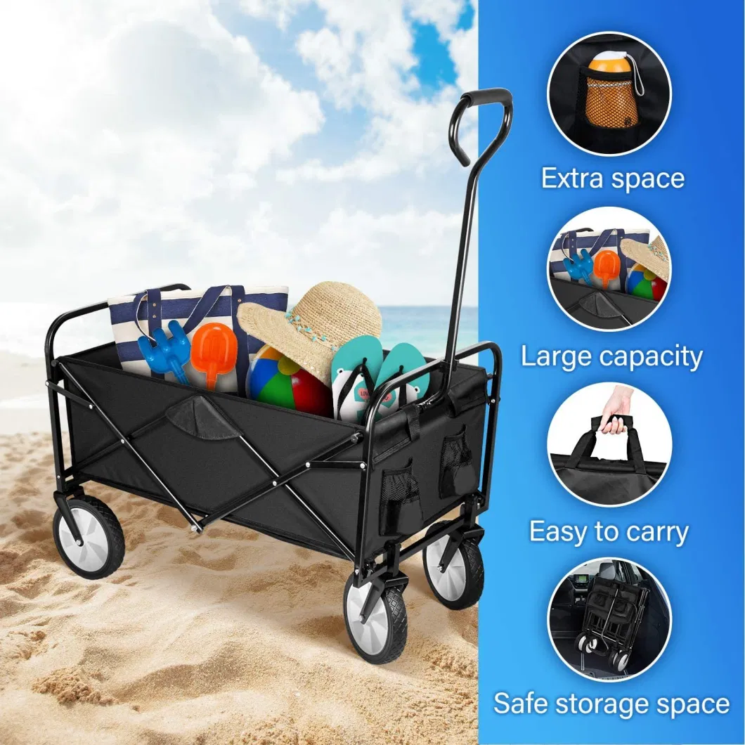 Customized Sturdy Alloy Steel Portable Folding Beach Camping Garden Collapsible Wagon Trolley Cart