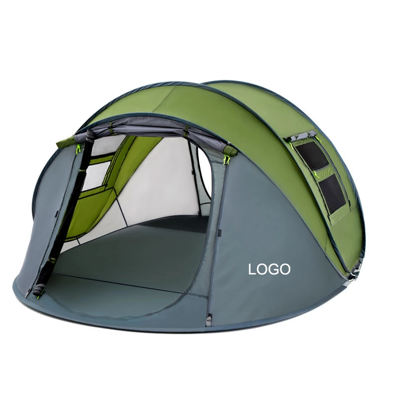 Waterproof 2-4 People Yellow Pop up Automatic Camping Tent for Men/Women/Family with Logo Print